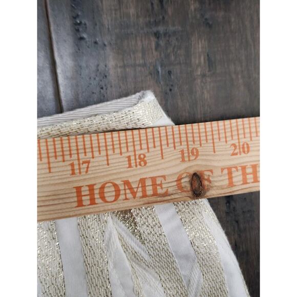 Porridge Anthropologie Kelyn Striped Gold Shine Trousers Size 12 White Metallic - Picture 5 of 9